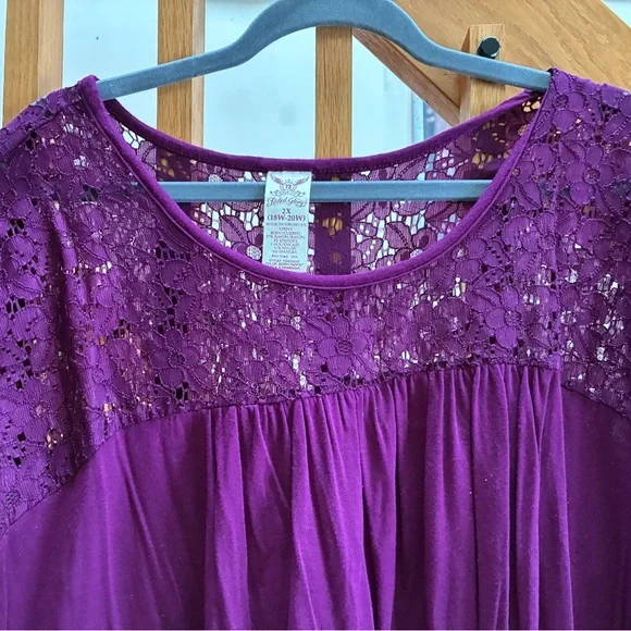 Faded Glory Sleeveless Purple Lace Top 2X - Picture 5 of 5